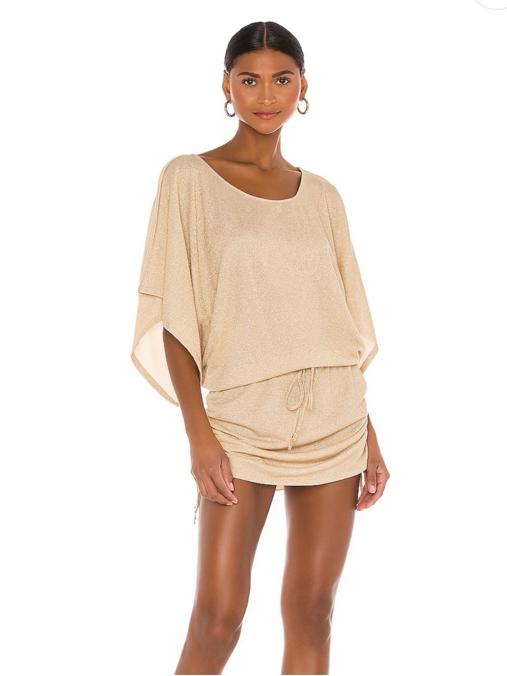 NWT Luli Fama Costa Buena Gold Shimmery South Beach Dress Coverup - Size M